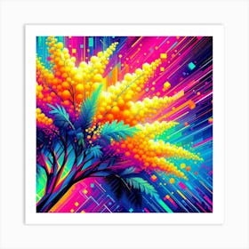 Abstract modernist Mimosa tree Art Print