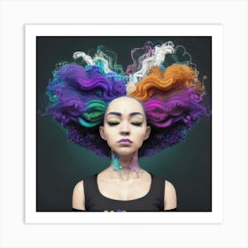 Woman With Colorful Hair Art Print