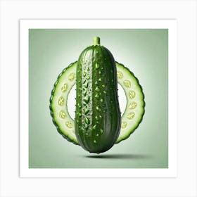 Cucumber On A Green Background 1 Art Print