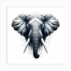 Elephant Head - Abstract Line Art Illustration 59 Art Print