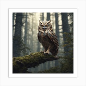 Owl In The Forest 124 Art Print