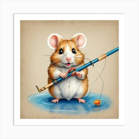 Hamster Fishing 15 Art Print