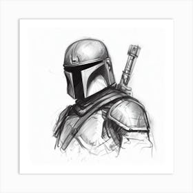 Din Djarin The Mandalorian Sketch Art Print Poster