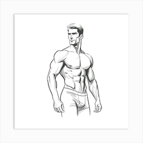 Muscular Man In Underwear Art Print