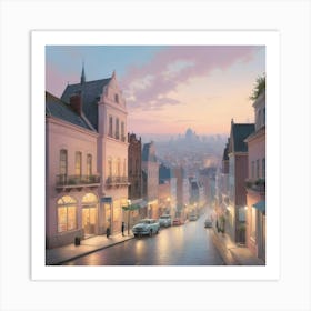 City At Dusk City art print Art Print