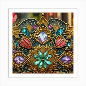 Picture of medieval stained glass windows 8 Art Print