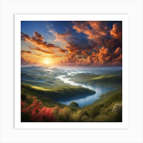 Sunrise Over Lake 3 Art Print