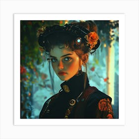 Portrait Of A Girl In The Forest Art Print