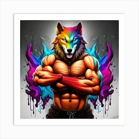 Rainbow Wolf 7 Art Print