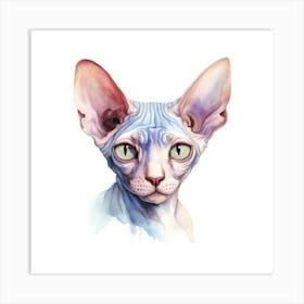 Don Sphynx Odd Eyed Cat Portrait 2 Art Print