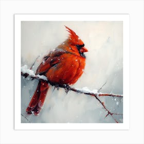 Cardinal In The Snow 8 Art Print