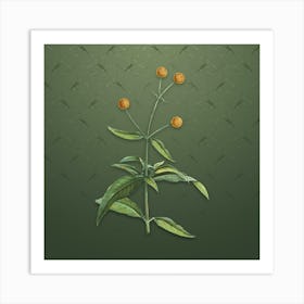 Vintage Orange Ball Tree Botanical on Lunar Green Pattern n.1617 Art Print