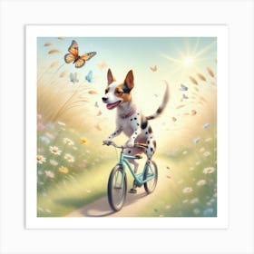 Dachshund On A Bicycle art Art Print