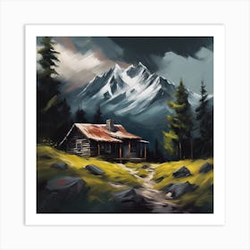 Cabin In The Mountains Art Print