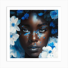 Blue Flowers 1 Art Print