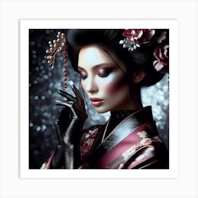 Japan Traditional Geisha Illustration By Ad 172 Art Print