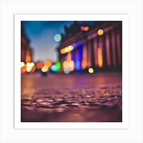 Blurred City Lights Art Print