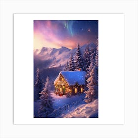 Santa'S Cabin Art Print