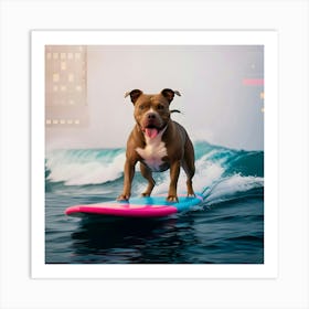 A Mesmerizing And Vibrant Cinematic Photograph Of A Dog Surfing 1 Art Print