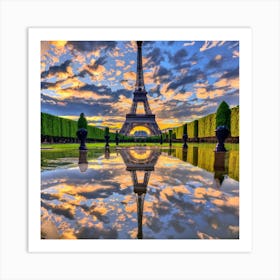 Eiffel Tower At Sunset 1 Art Print