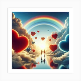 Rainbow And Hearts Art Print
