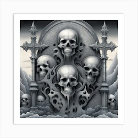 Skulls Of Hell Art Print