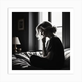 Portrait Of A Woman In Bed Art Print