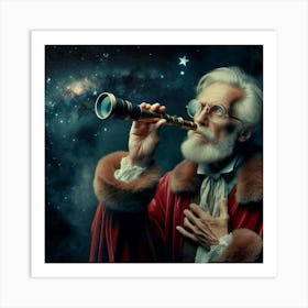 a man Looking Through Telescope Art Print