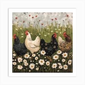 Chickens Fairycore Painting 4 Art Print