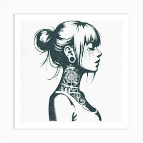 Girl With Tattoos Art Print