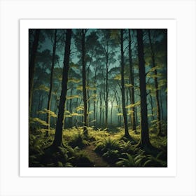 Forest At Night Art Print