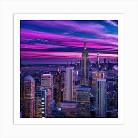 New York City Skyline At Sunset Art Print