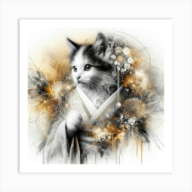 Kimono Cat 2 Art Print