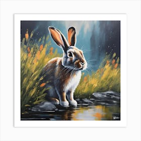 Rabbit By The Water Art Print