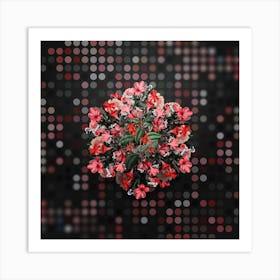 Vintage Standish's Fuchsia Flower Branch Floral Wreath on Dot Bokeh Pattern n.0481 Art Print