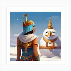 Egyptian Snowman Art Print