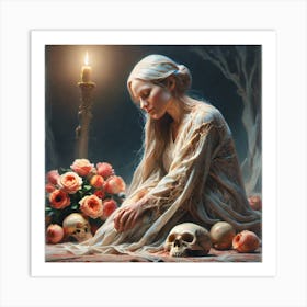 Woman With Skulls Art Print