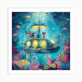 Submarine Under The Sea Art Print