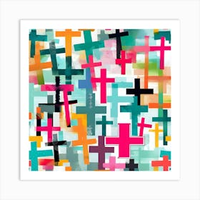 Crosses On A White Background Art Print