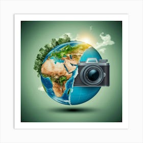 Earth With Camera Art Print