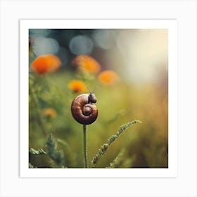 Snail On A Flower Art Print