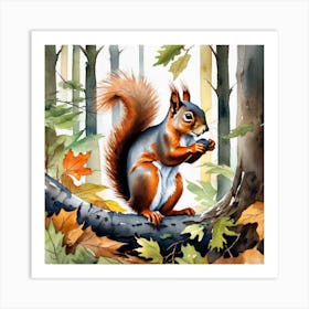 Squirrel In The Woods 60 Art Print