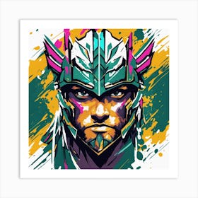 Warrior's Resolve: A Vivid Portrait Art Print