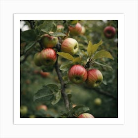 Red Apples On A Tree Art Print