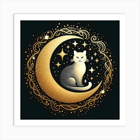 Cat On The Crescent Art Print