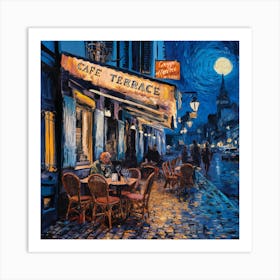 Cafe Terrace At Night Art Print