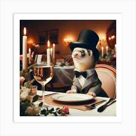 Ferret In Top Hat 2 Art Print