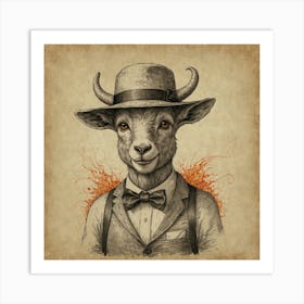 Goat In A Suit 4 Art Print