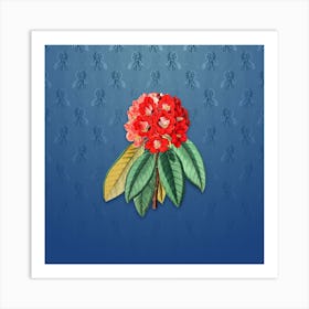 Vintage Rhododendron Rollissonii Botanical on Bahama Blue Pattern n.1414 Art Print