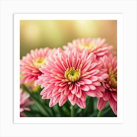 Pink Chrysanthemums Art Print